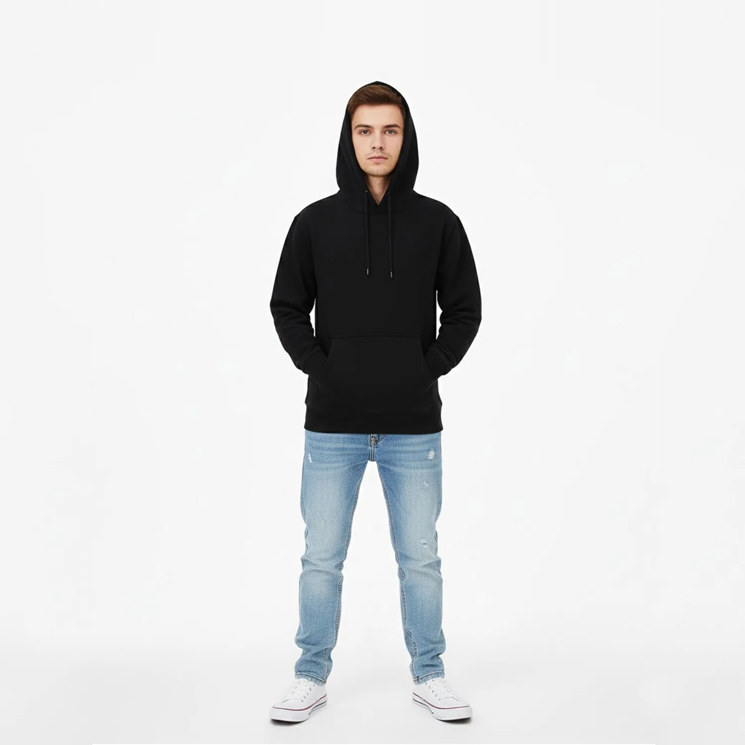 Premium Pullover Black Hoodie Wholesale