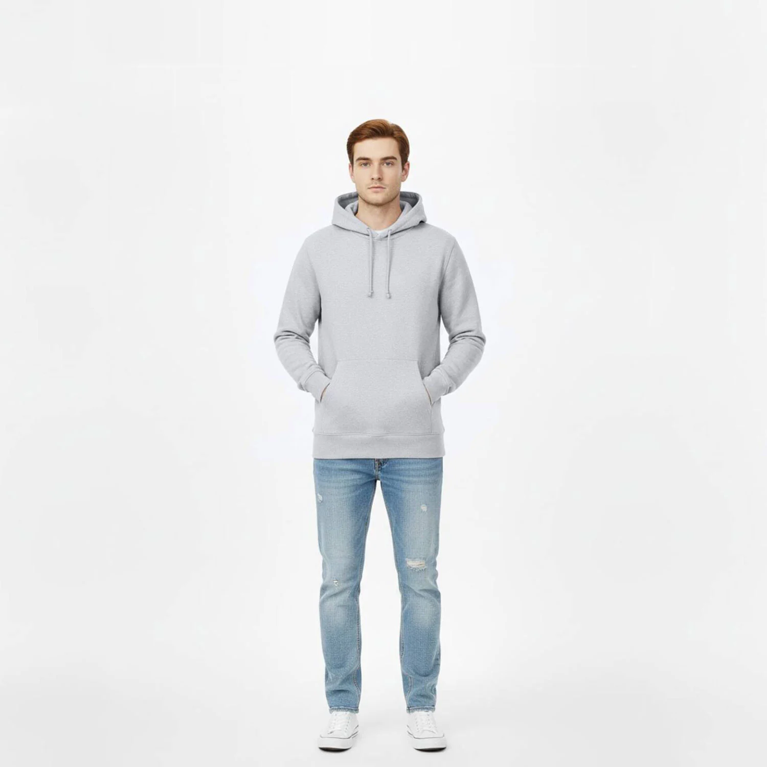 Premium Pullover Heather Grey Hoodie Wholesale